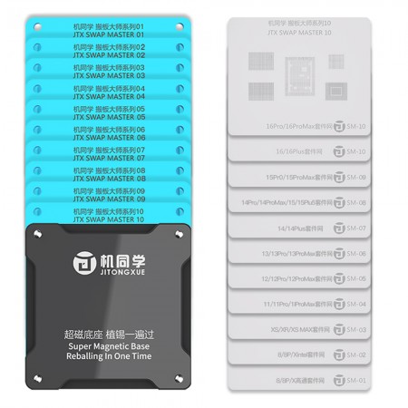 JTX SM-01 Swap Board Chips BGA Reballing Stencil Platform Set for iPhone 8 to 16Pro Max
