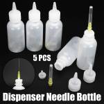 50ml Plastic Clear Liquid Bottle Squeeze Transparent Refillable Bottles with Needles - 5pcs
