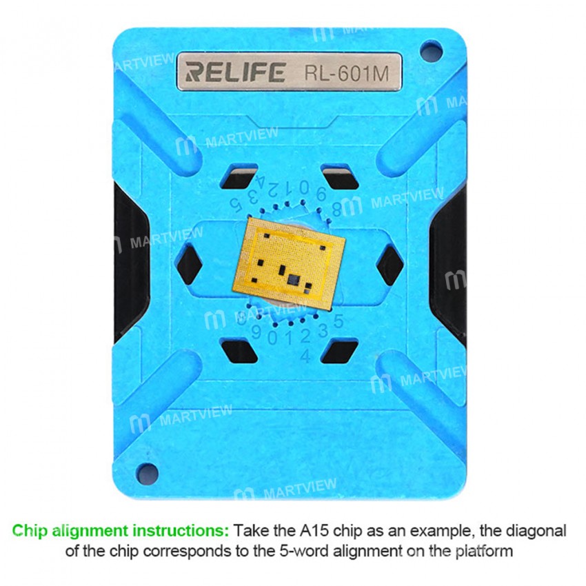 Relife RL-601M 8 in 1 Universal CPU Reballing Stencil Platform For A8-A15 IC Chip Planting Tin