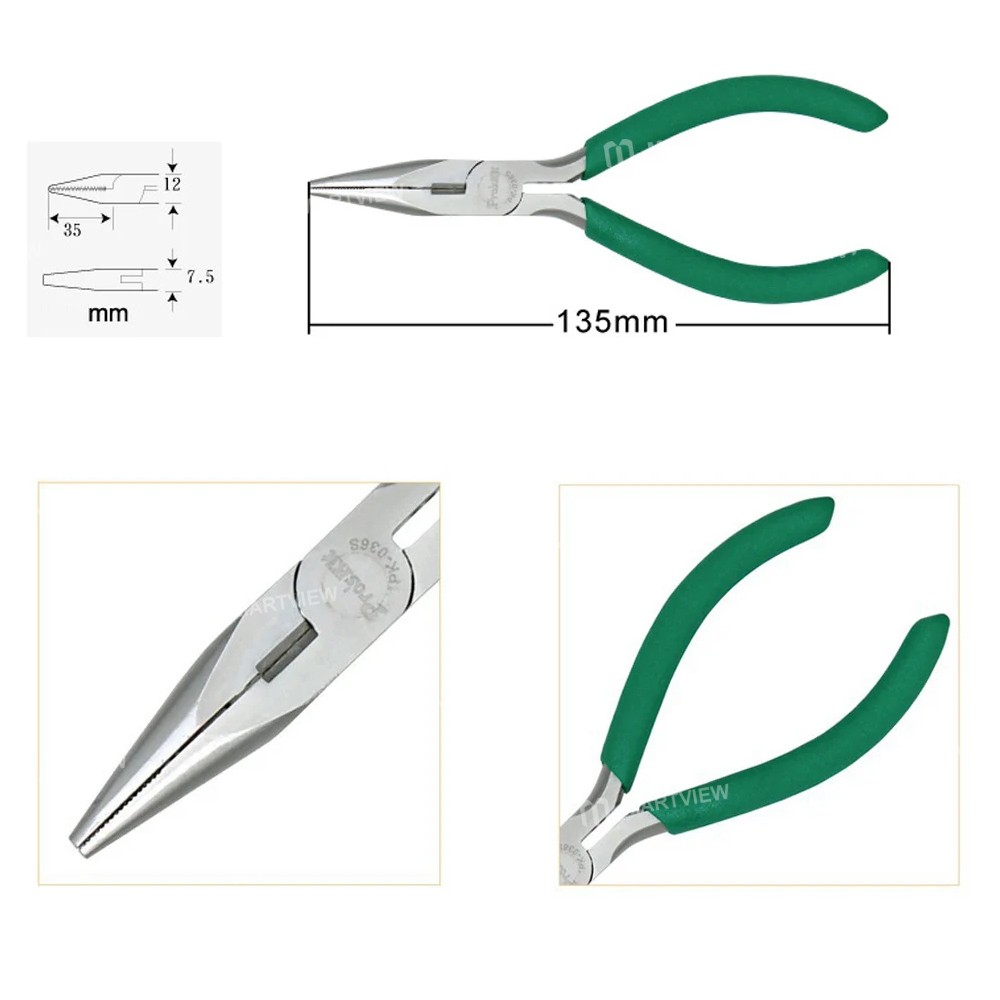 proskit 1pk-036s-anti-skid-titanium-steel-long-nose-pliers-with-teeth-5