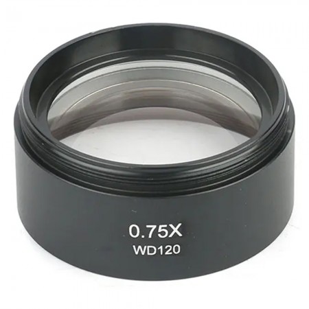 0.75X WD120 Auxiliary Objective Lens Threaded 48mm for Stereo Zoom Microscope