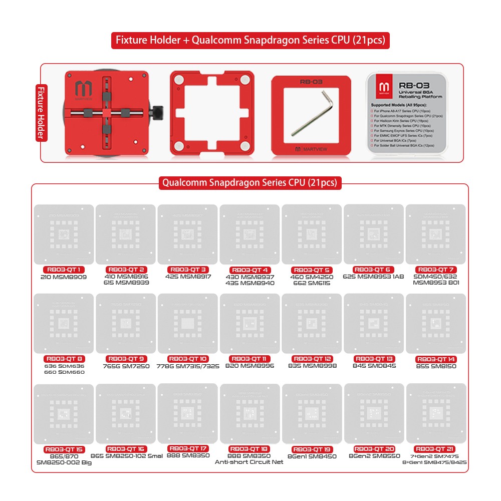 fixture holder-qualcomm-snapdragon-series-cpu-21pcs