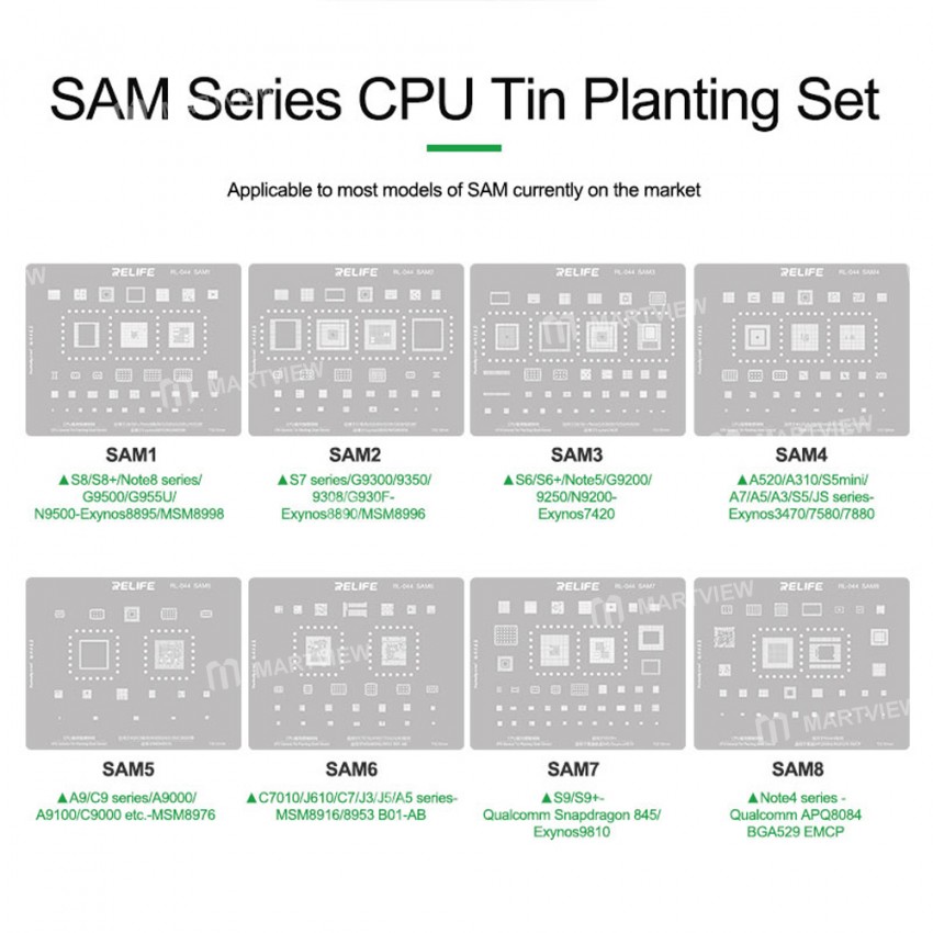 Relife RL-044 Samsung Series CPU Tin Planting Steel Mesh Set for Samsung S / Note Series