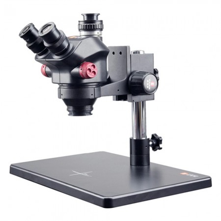 YCS 7050X 7-50X Synchronous Zoom Trinocular Stereo Microscope with Big Aluminum Alloy Base