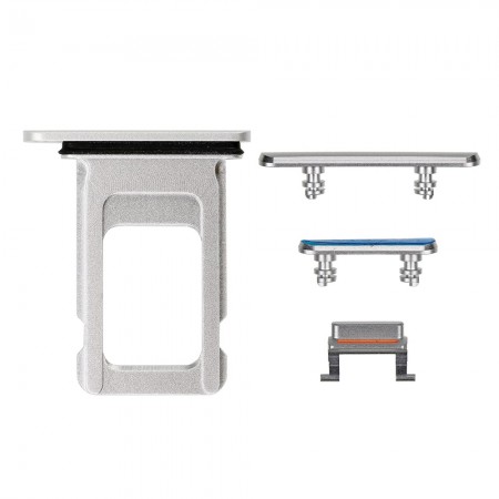 Replacement Side Buttons Set with Single SIM Card Tray for iPhone XR - White