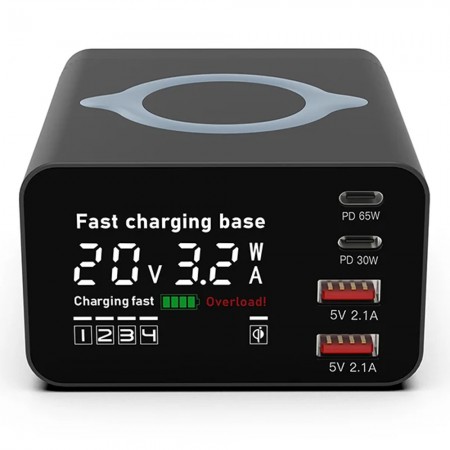 WLX-X9C 110W 4-in-1 PD High Power Intelligent Charging Station with Wireless Charging