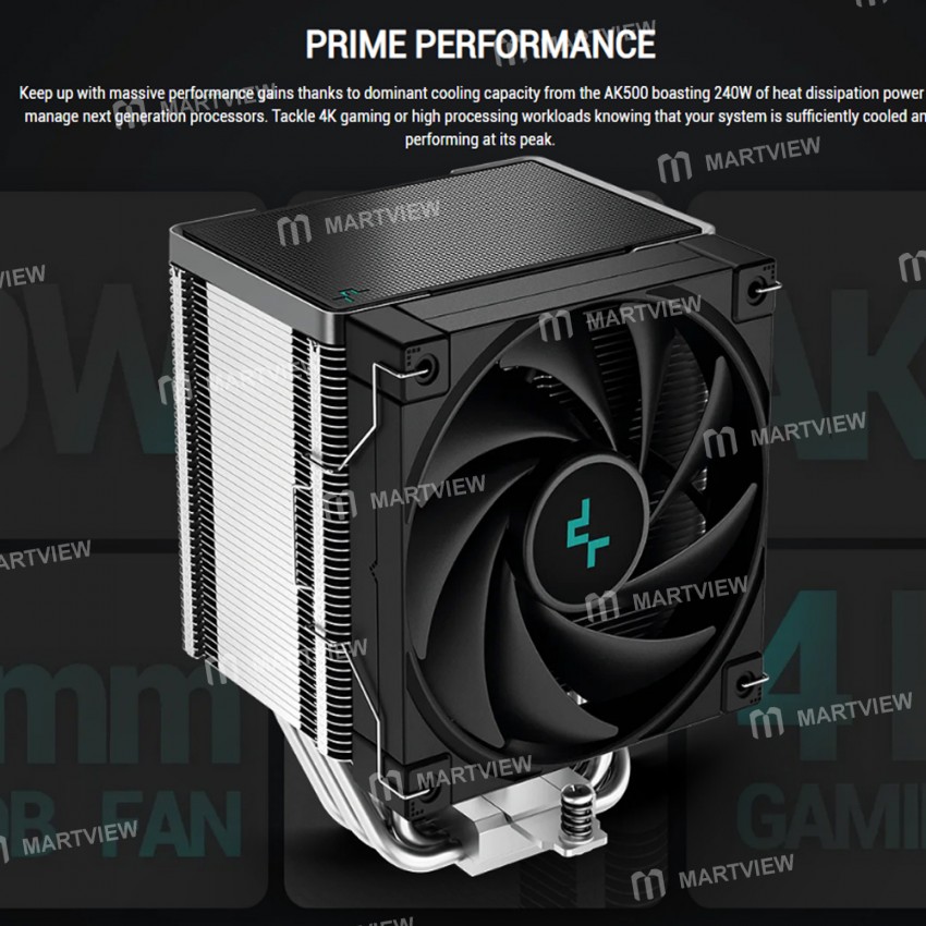 deepcool ak500-240w-5-heatpipe-cpu-fdb-tower-air-cooled-radiator-6