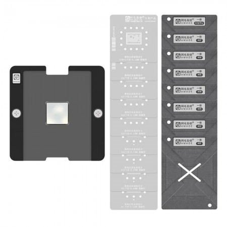 Amaoe 0.12mm Apple CPU BGA Reballing Stencil Platform Set for iPhone X-16PM / Apple A11-A18Pro CPU - Half Carve Through Edition