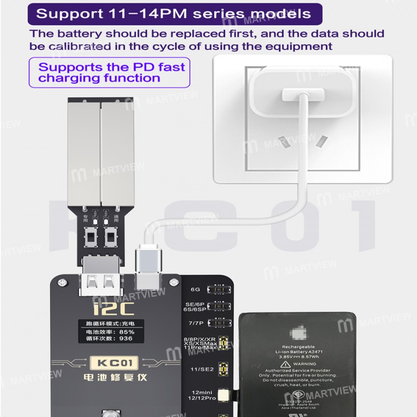 i2c kc01-multi-function-comprehensive-battery-repair-instrument-for-iphone-6-14pro-max-9