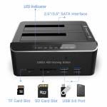 2.5 / 3.5 Inches USB 3.0 Aluminum Dual Bay Hard Drive Dock With SD TF Card Read for SATA HDD SSD