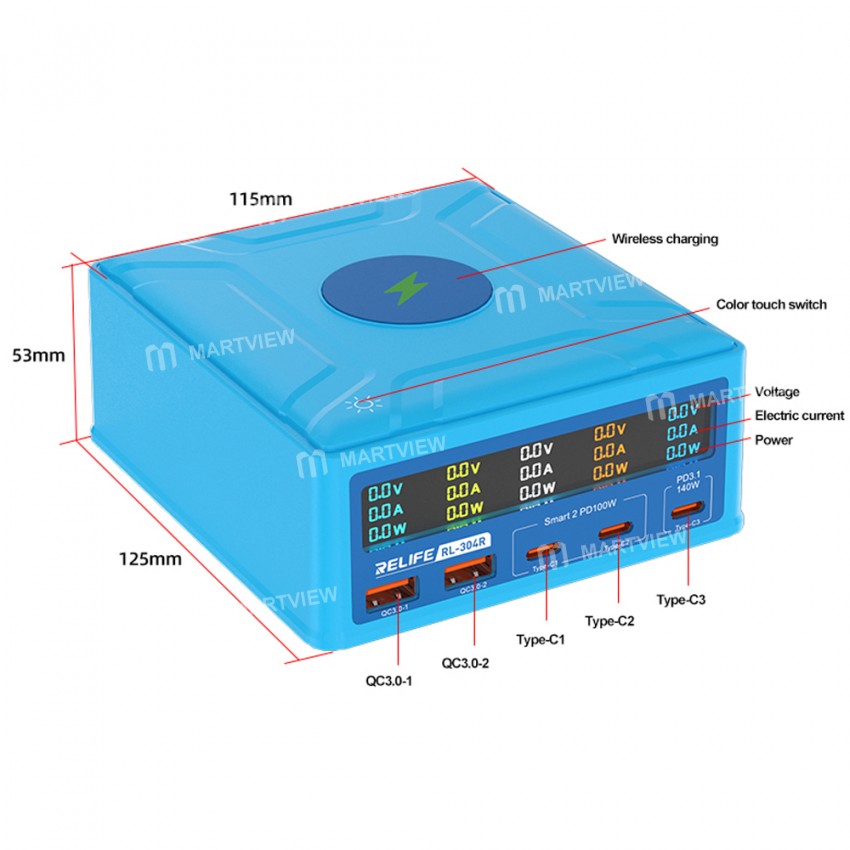 relife rl-304r-6-port-260w-gan-smart-digital-display-usb-fast-charger-15