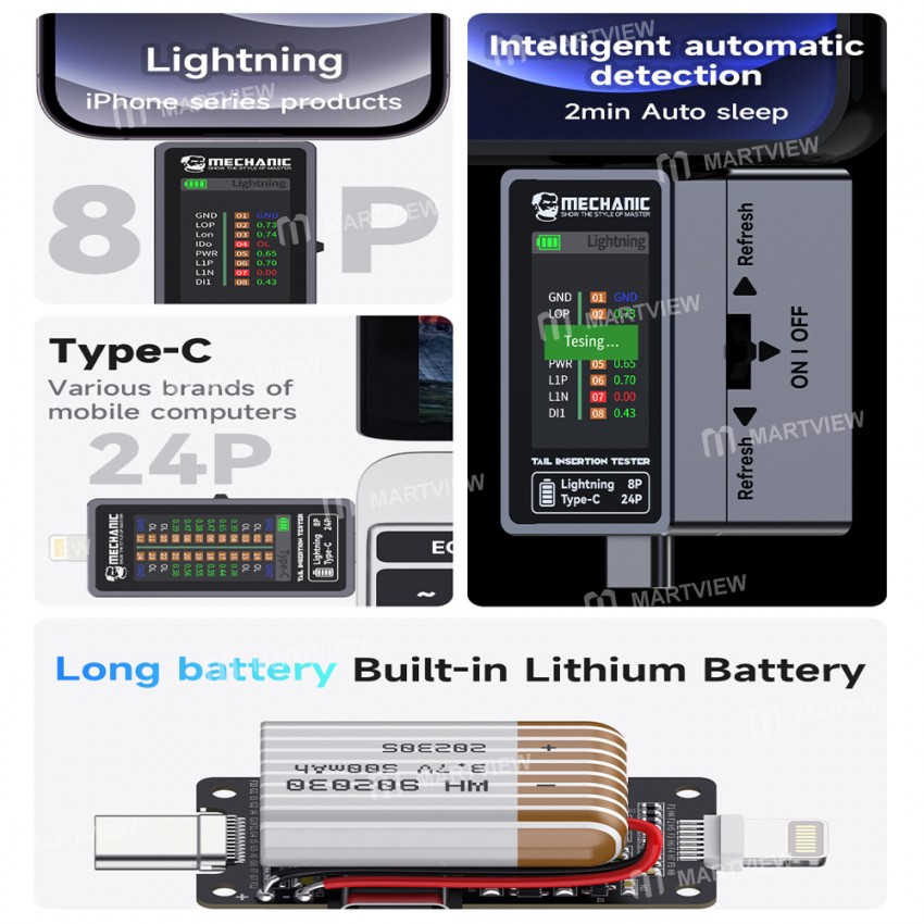 mechanic t-824-type-c-to-lightning-high-precision-digital-display-tail-insertion-tester-3