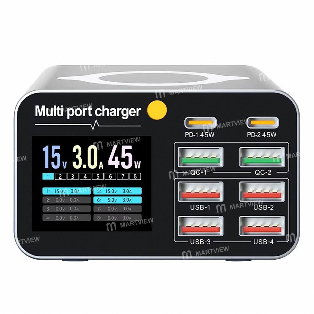 wlx m2-80w-high-power-8-port-digital-desktop-charger-with-wireless-charger-for-phones-laptops-2