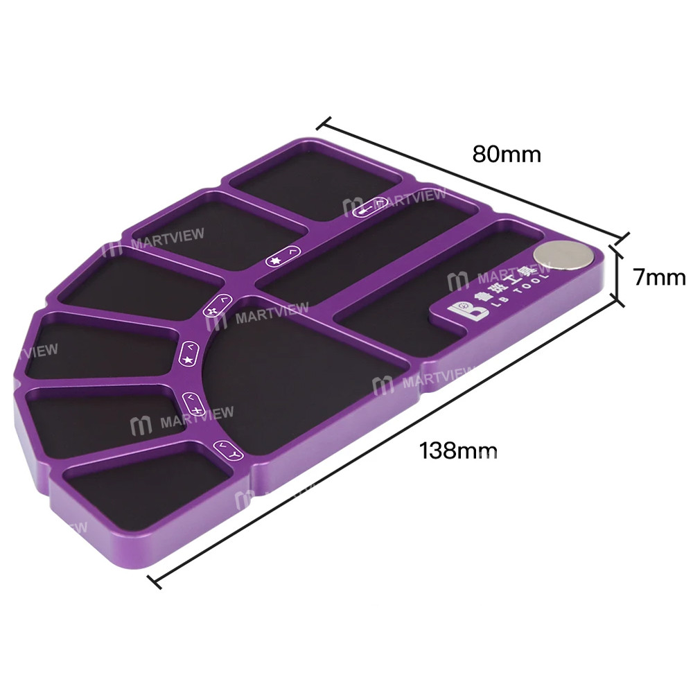 lb tool-sst-1-sector-9-compartment-aluminum-alloy-screw-magnetic-storage-tray-4