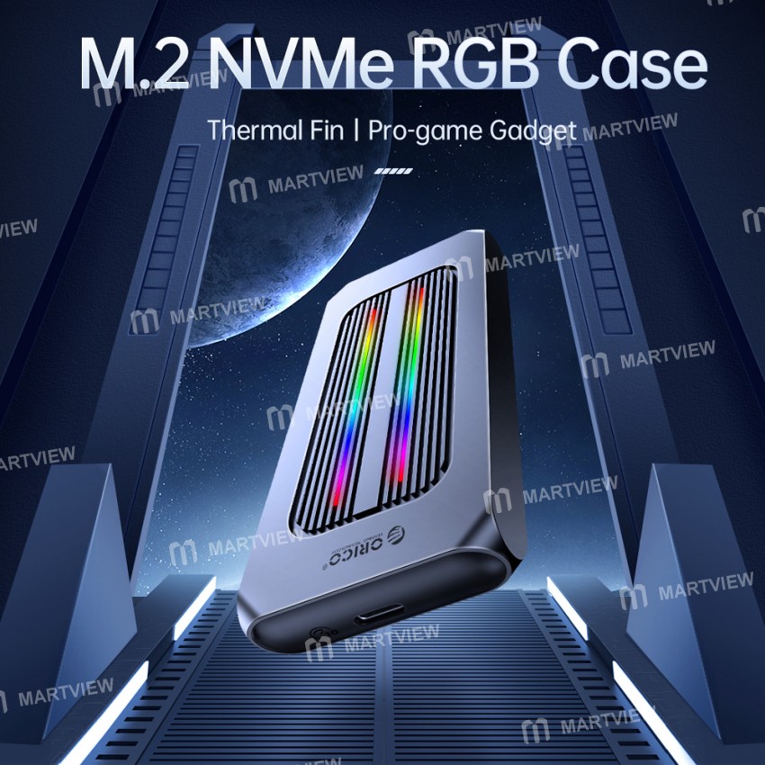 Orico M2R1 All Aluminum USB3.1 Gen2 RGB M2 NVMe SSD Enclosure for M2 NVMe SSD