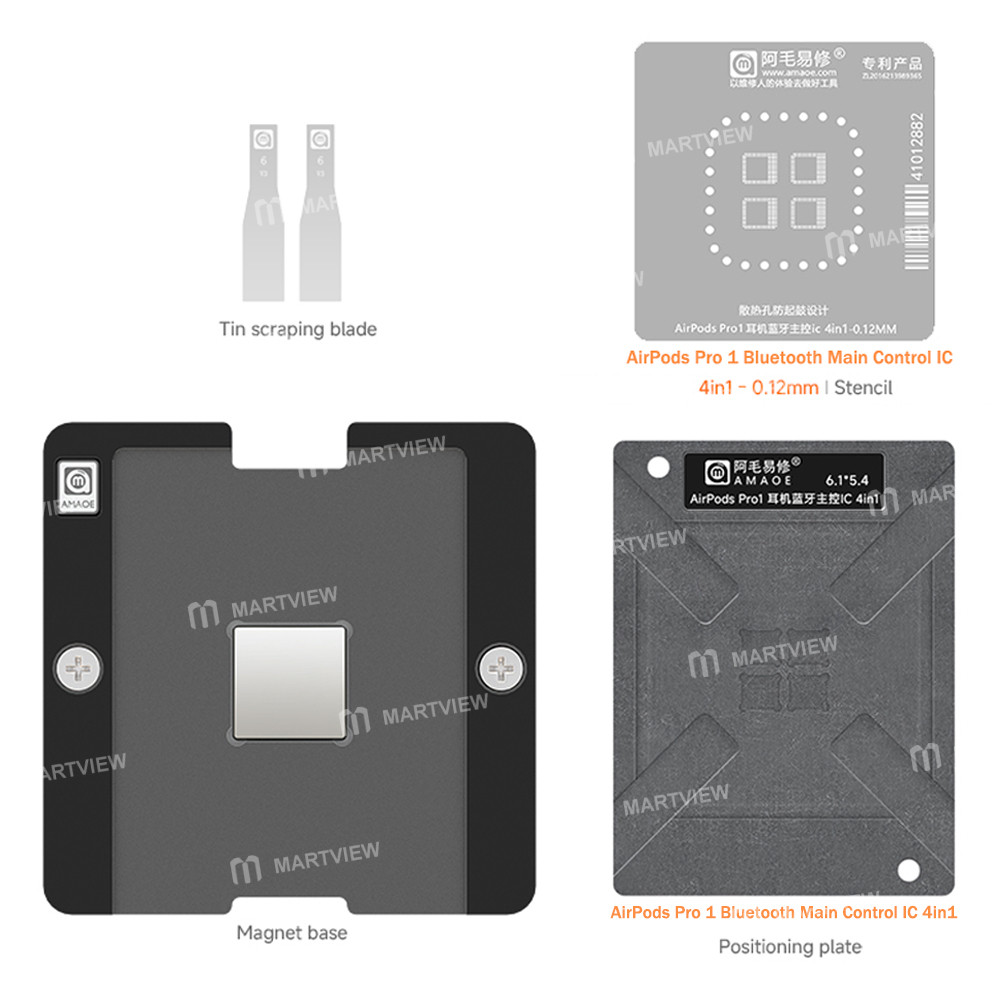 amaoe bluetooth-main-control-ic-4-in-1-bga-reballing-stencil-tin-plating-platform-set-for-apple-airp