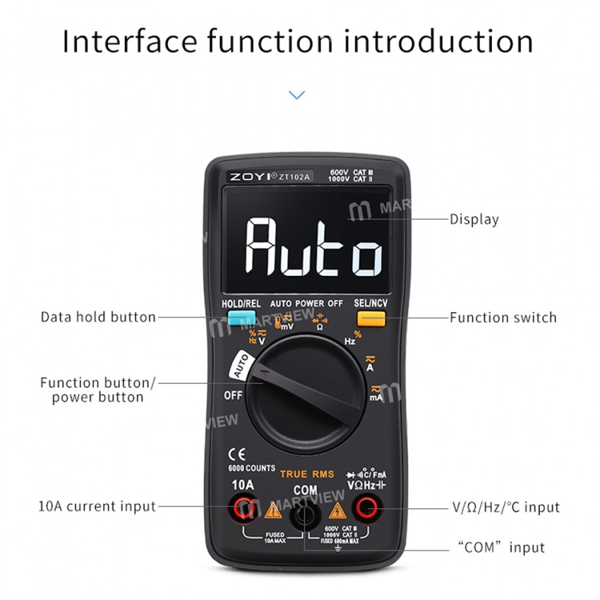 Zoyi ZT102A High-precision Automatic Range Intelligent Anti-burn NCV AC / DC Digital Multimeter