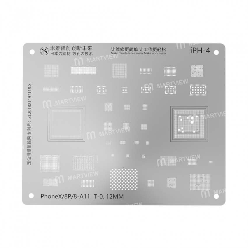 MiJing Reballing Stencil Plant Tin Steel Net for A11 iPhone 8 / 8 Plus / X