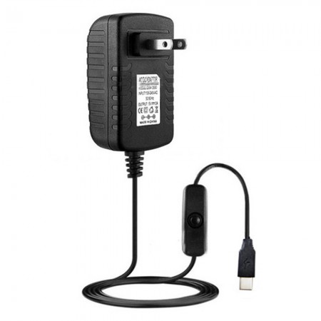 5V / 3A Type-C Interface Power Adapter with Switch Button for Raspberry Pi 4B