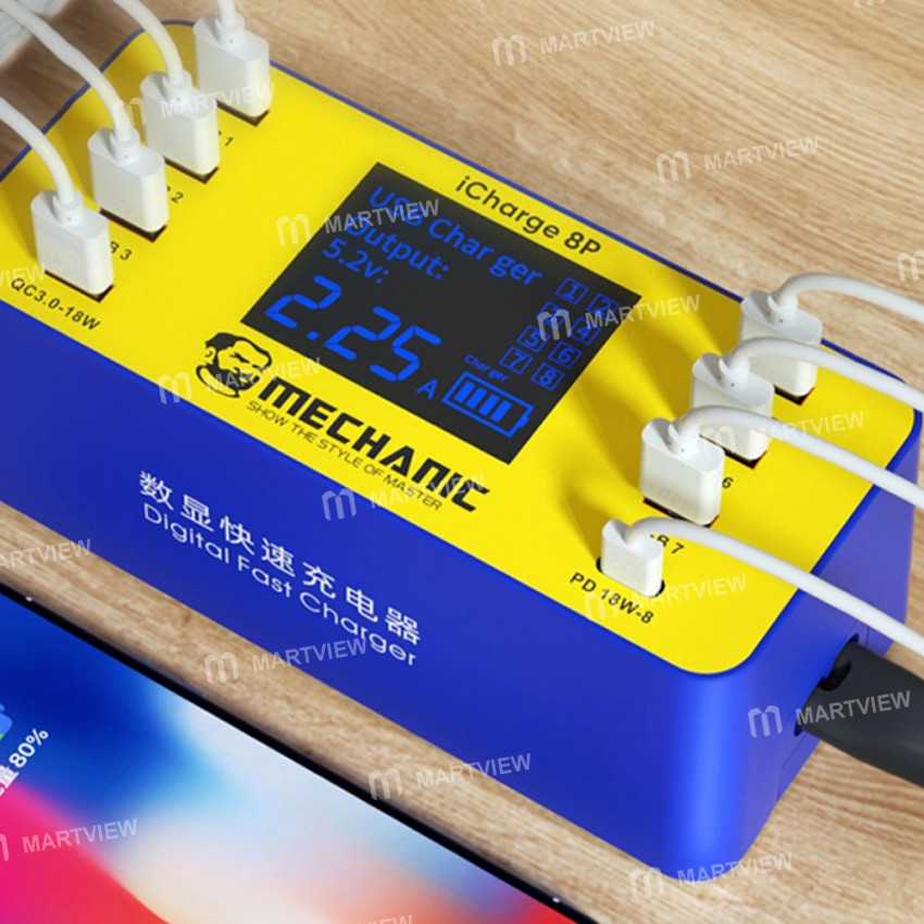 Mechanic iCharge 8P/8S QC 3.0 Multi-port Smart Fast Charger with Digital Display