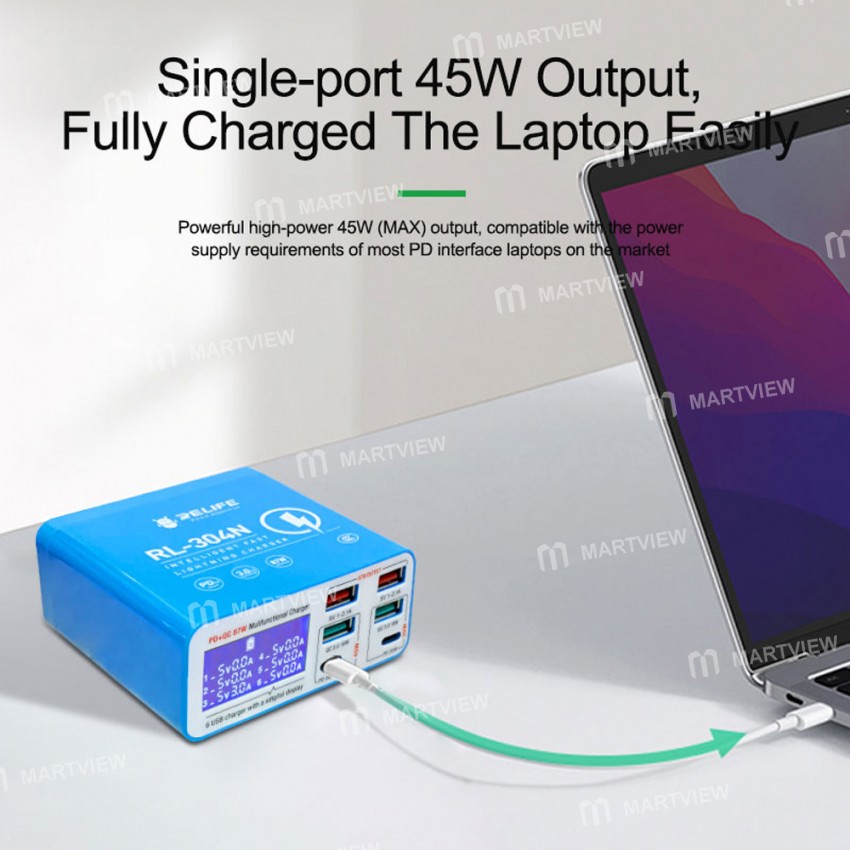 relife rl-304n-multi-functional-6-ports-usb-qc30-pd-45w-digital-display-fasting-charging-station-4