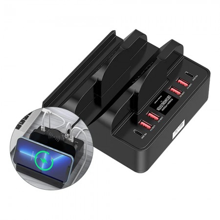 WLX-F6A Multifunction Dual Wireless Charging Station Compatible with Android / iPhone