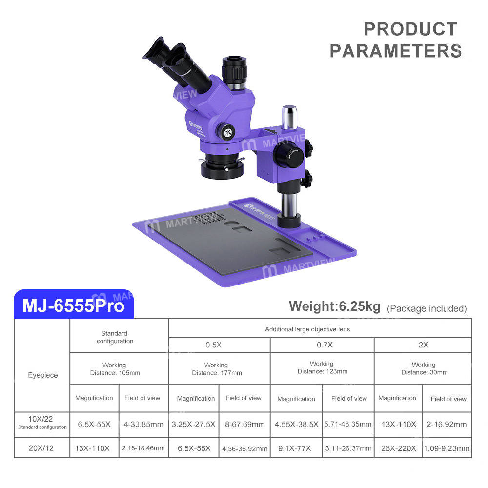 mijing mj-6555pro-65-55x-synchronous-zoom-trinocular-stereo-microscope-with-aluminum-alloy-base-4
