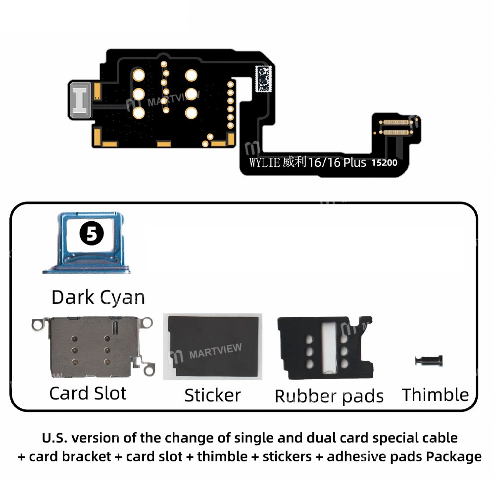 wylie change-of-single-and-dual-card-special-flex-cable-for-iphone-16-16-plus-us-version-8