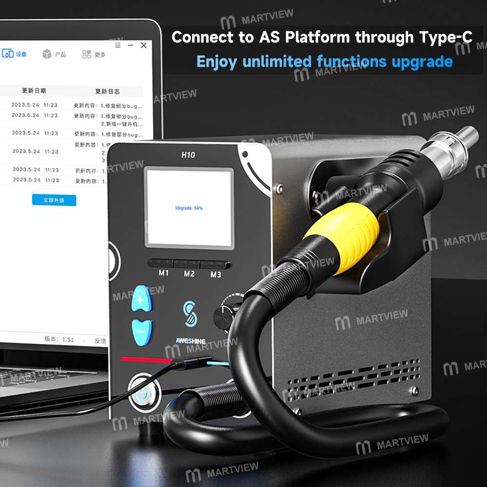 aweshine h10-1000w-intelligent-straight-airflow-hot-air-rework-station-support-usb-communication-11