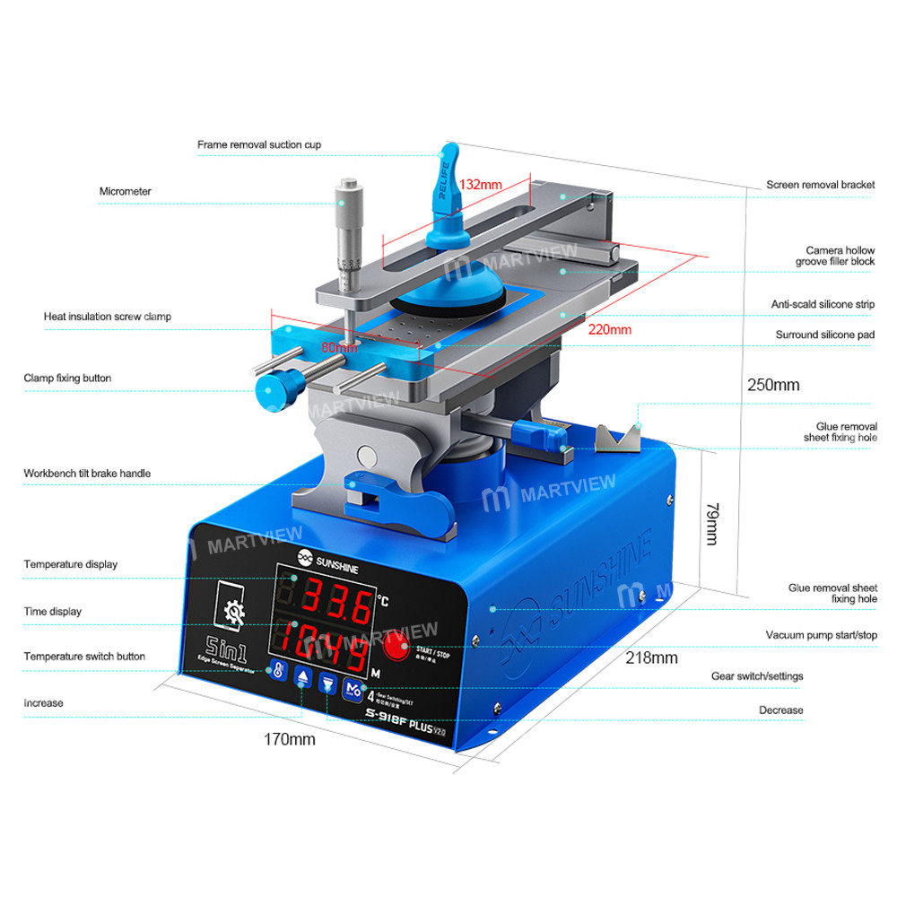 sunshine s-918f-plus-v20-360-rotation-curved-screen-separator-compatible-with-flat-curved-screen-7