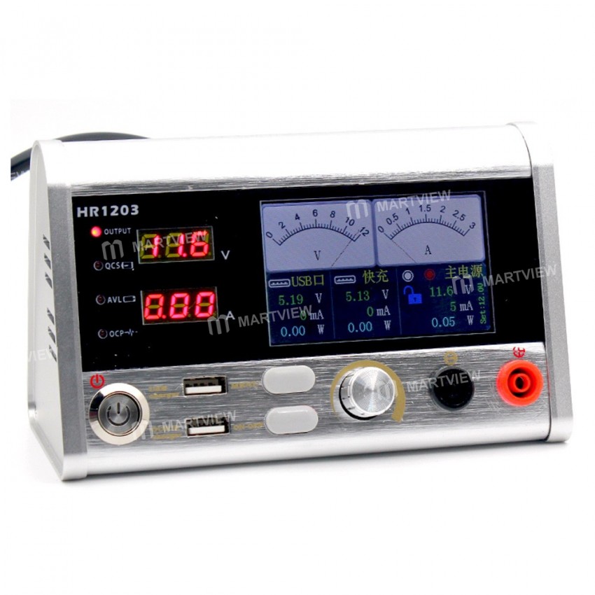 HR1203 12V 3A Multifunction Mini Phone Repair Intelligent Voltmeter Current Oscilloscope Power Meter