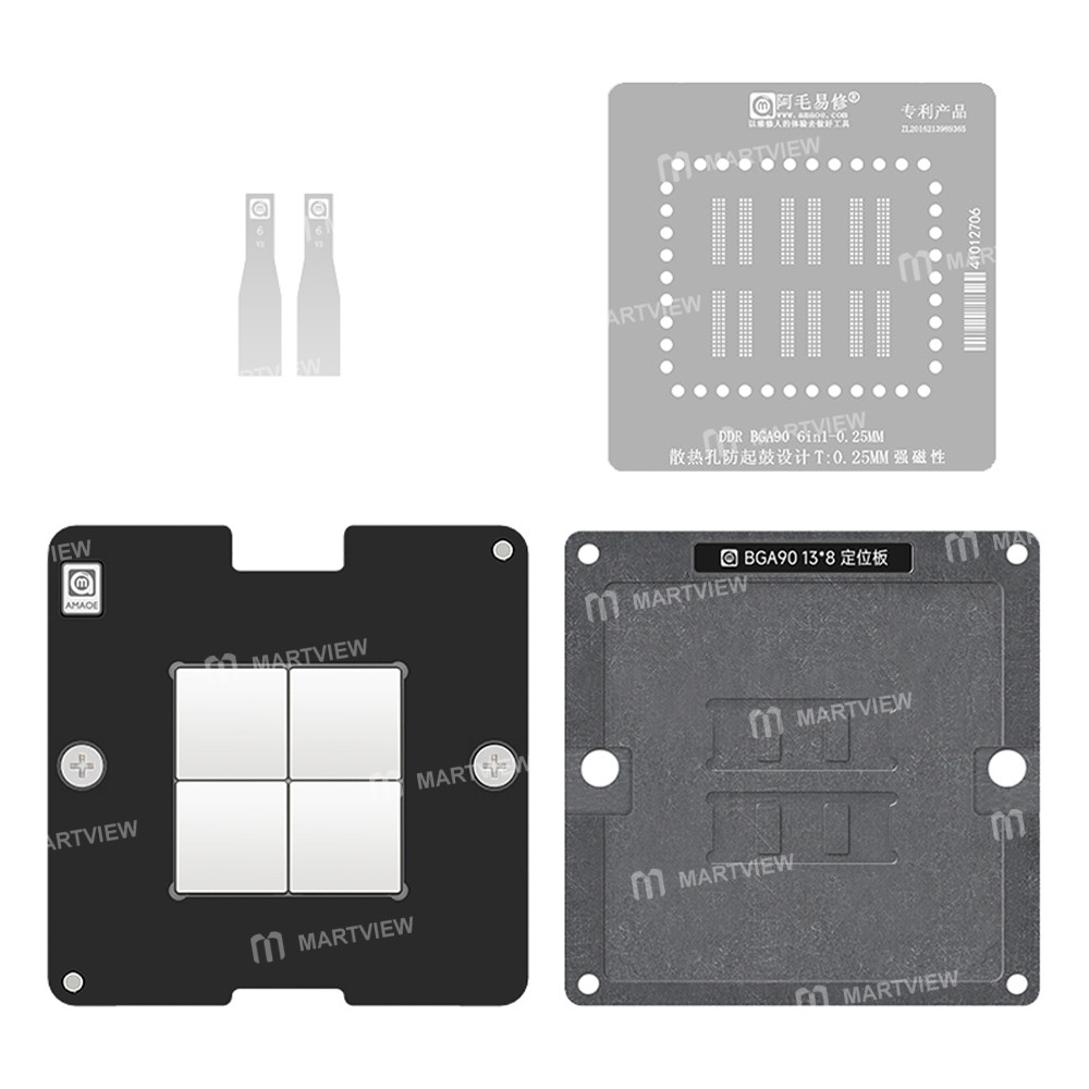 amaoe 025mm-ddr-bga90-6-in-1-sdram-lpddr-ssd-flash-memory-chip-bga-reballing-stencil-1