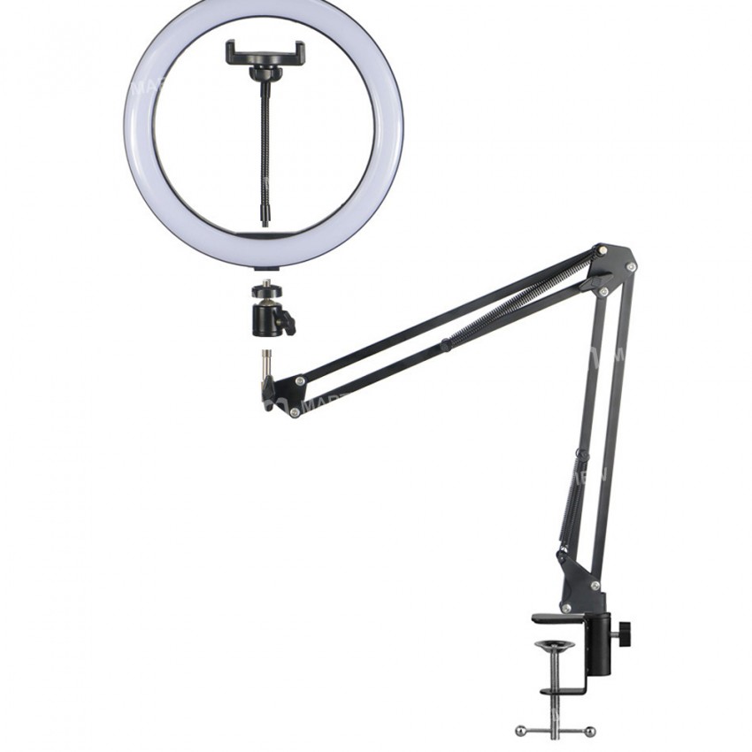 telescopic folding-desktop-cantilever-cell-phone-live-streaming-stand-with-10-inch-led-fill-light-7