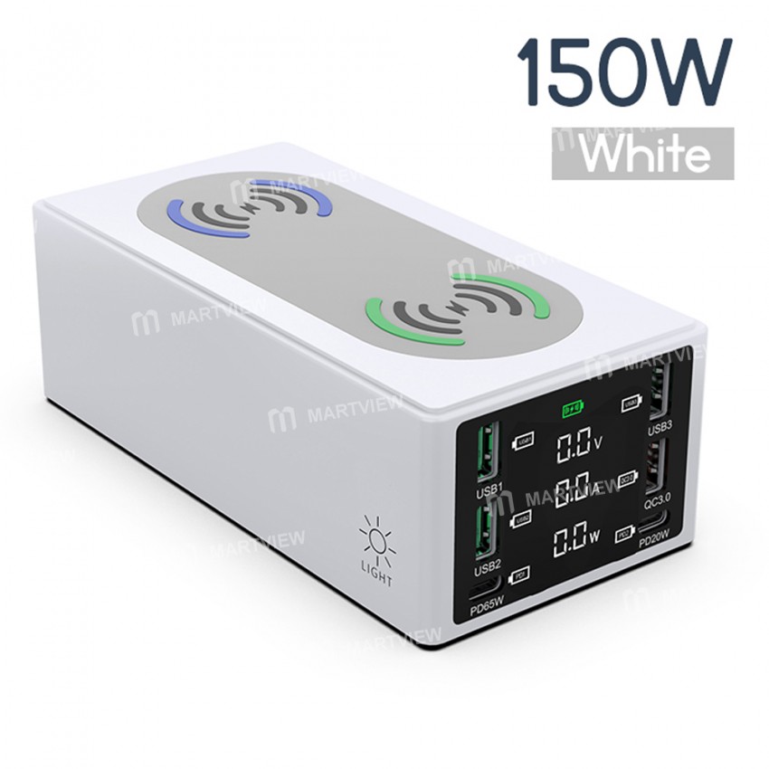 Multi-port 150W QC3.0 Wireless Fast Charging Station with Type-C PD 65W Fast Charging