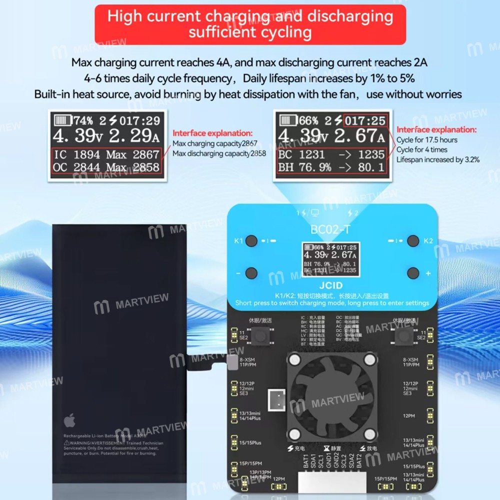 jcid bc02-t-super-battery-cycler-for-iphone-11-to-16pm-battery-health-data-calibration-3