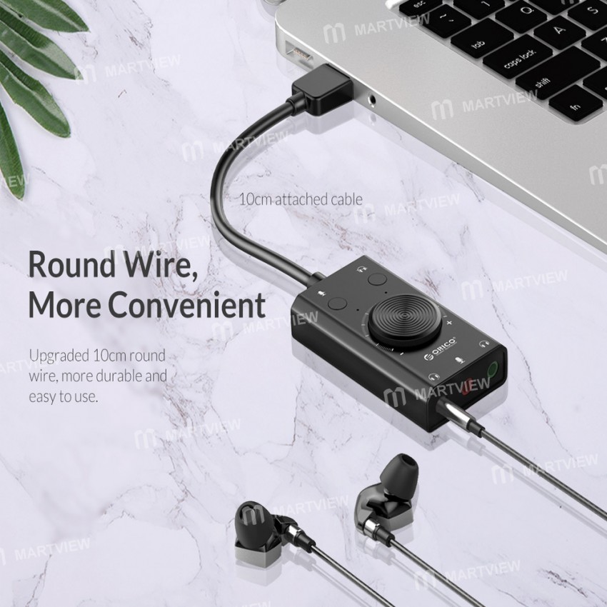 Orico SC2 Free Drive External USB Sound Card Stereo Audio Converter with Volume Adjustment
