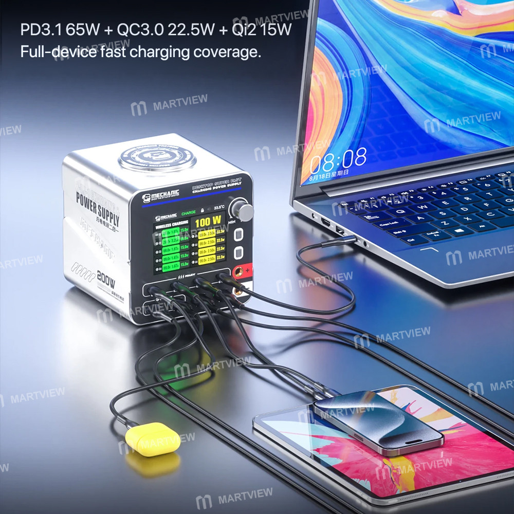 mechanic power-200-gan-desktop-fast-charging-station-supports-qc30-pd31-wireless-charging-7
