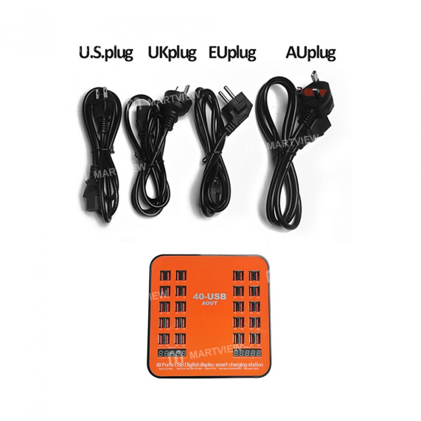200W 40Ports Multiport Smart USB Charging Hub Station Travel Power Adapter for Tablet Phone Multi US