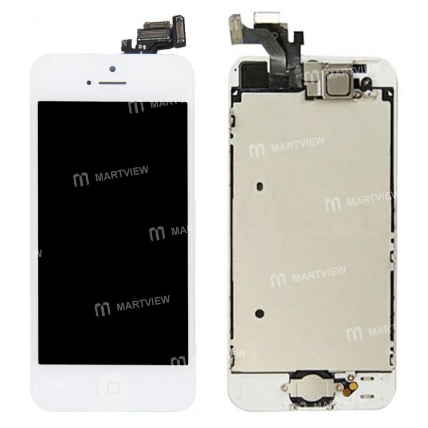 Replacement original iPhone 5 LCD with spareparts home button earphone camera etc white