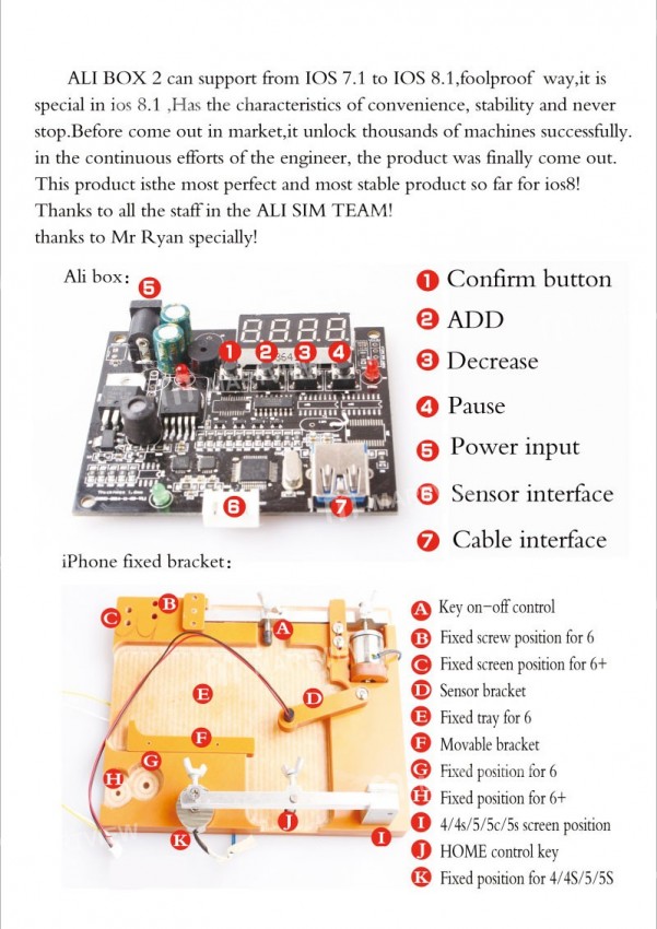 iPhone Screen Password Code Reader Fixture for iPhone 4 / 4S / 5 / 5S / 5C / 6 / 6 Plus iOS 7.0-8.1