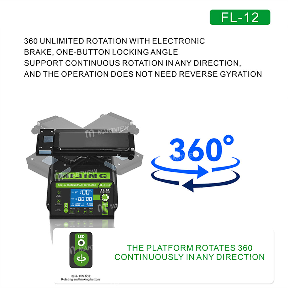 mijing fl-12-multi-functional-360-rotating-display-screen-heating-separator-built-in-vacuum-pump-5