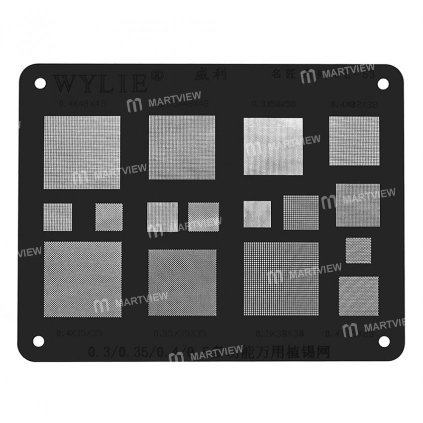 WYLIE WL-53 Multi-Function 0.3 0.35 0.4 0.5 Parallel 45 Degree Holes Black BGA Reballing Stencil Net