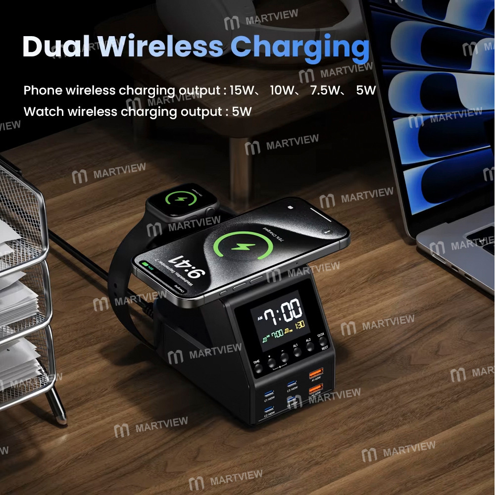 240w 6-port-pdqc-desktop-fast-charging-station-with-clock-display-and-wireless-charging-4