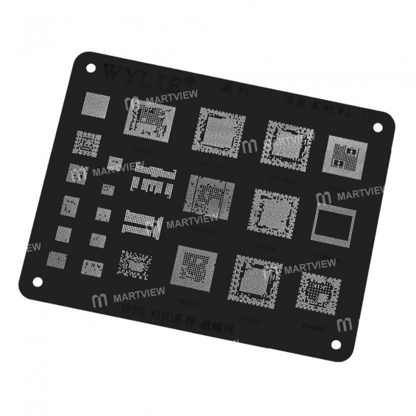 Wylie WL-52 Black Steel CPU BGA Reballing Stencil Net for MSM8939 MT6795W MT6767W MSM8940 MSM8909 MT