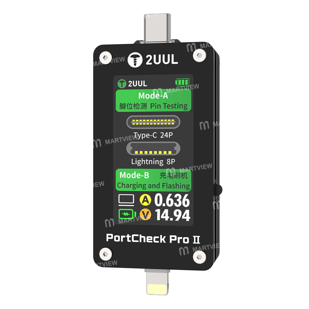 2uul pw33-portcheck-pro-ii-type-c-lightning-charging--port-2-in-1-function-tester-for-apple--android