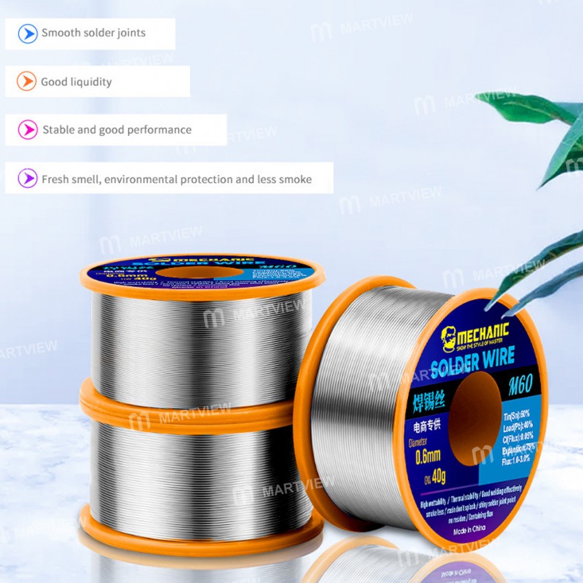 Mechanic M60 40g 0.3 / 0.4 / 0.5 / 0.6 / 0.8mm High Purity No-clean Rosin Solder Wire