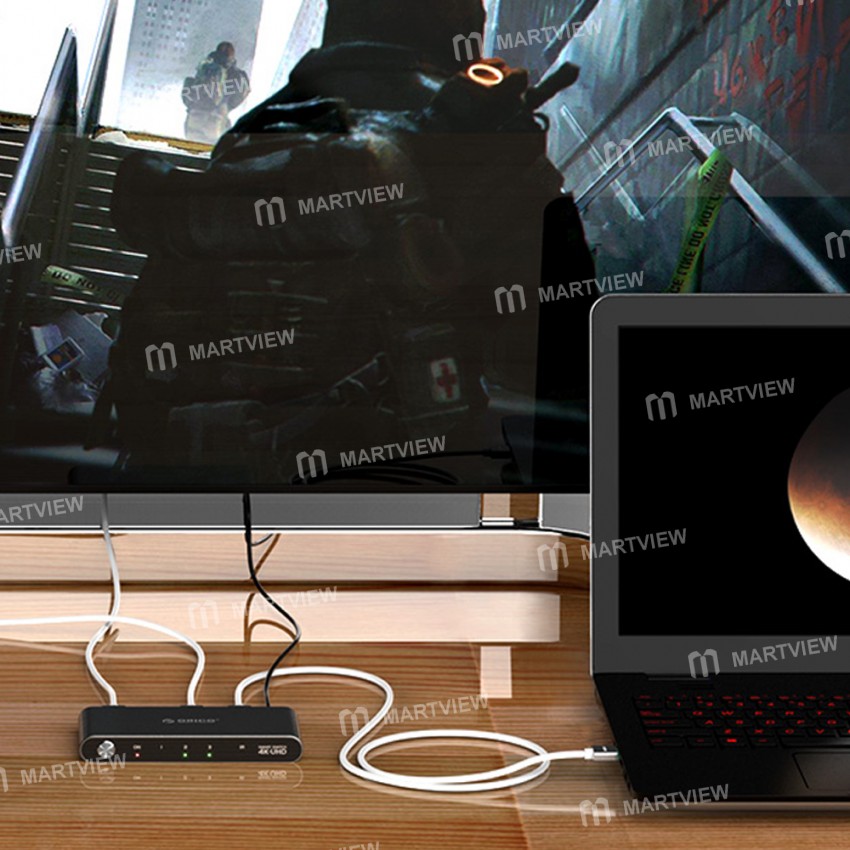 Orico HS3-A1 Aluminum Alloy Infrared Remote Control HDMI Switcher DP(M) to DVI (F) HD Video Adapter