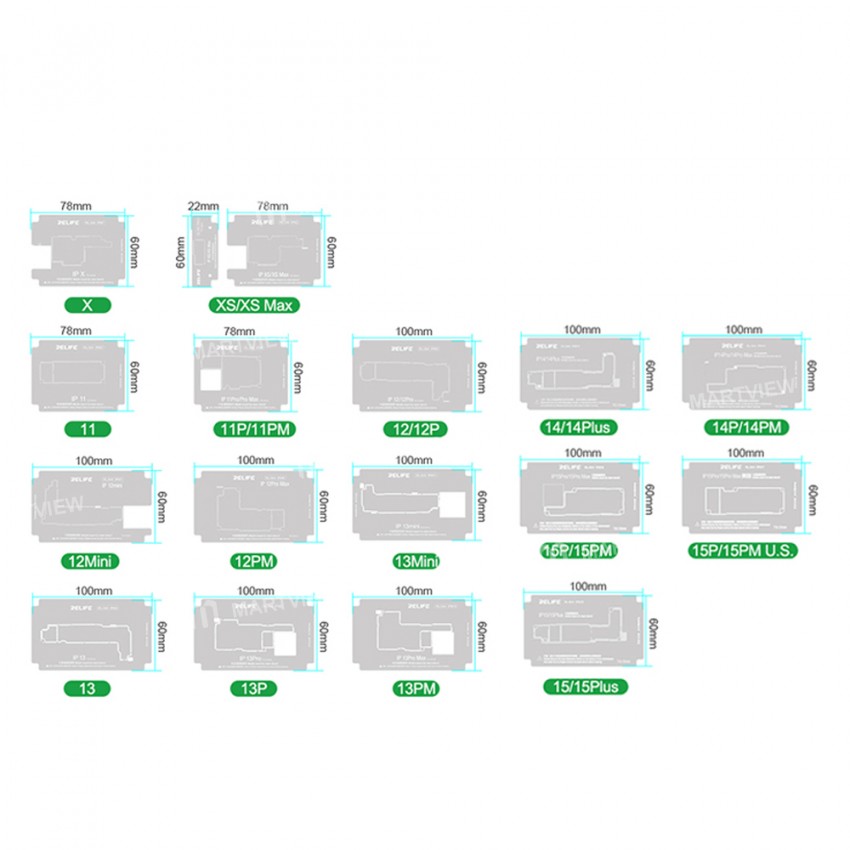 relife rl-601t-18-in-1-middle-layer-tin-planting-bga-reballing-platform-set-for-iphone-x-to-15pro-ma