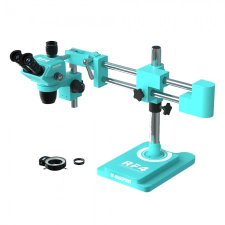 RF4 RF6565Pro3 6.5-65X Synchronous Zoom Trinocular Stereo Microscope with Double-arm Boom Stand