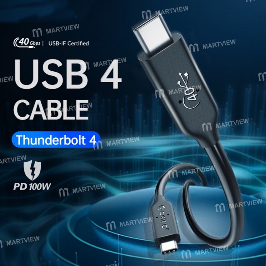 Orico U4C Series PD100W 40Gbps USB4.0 Type-C Fast Charge Cable Compatible with Thunderbolt 3